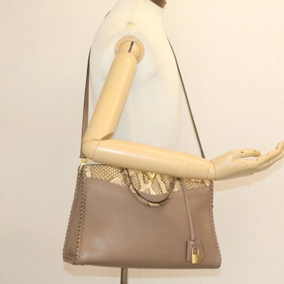 LOUIS VUITTON Very Zip Tote Hand Bag Leather Snake Skin N94301 LV Auth 24504A - Picture 1 of 16